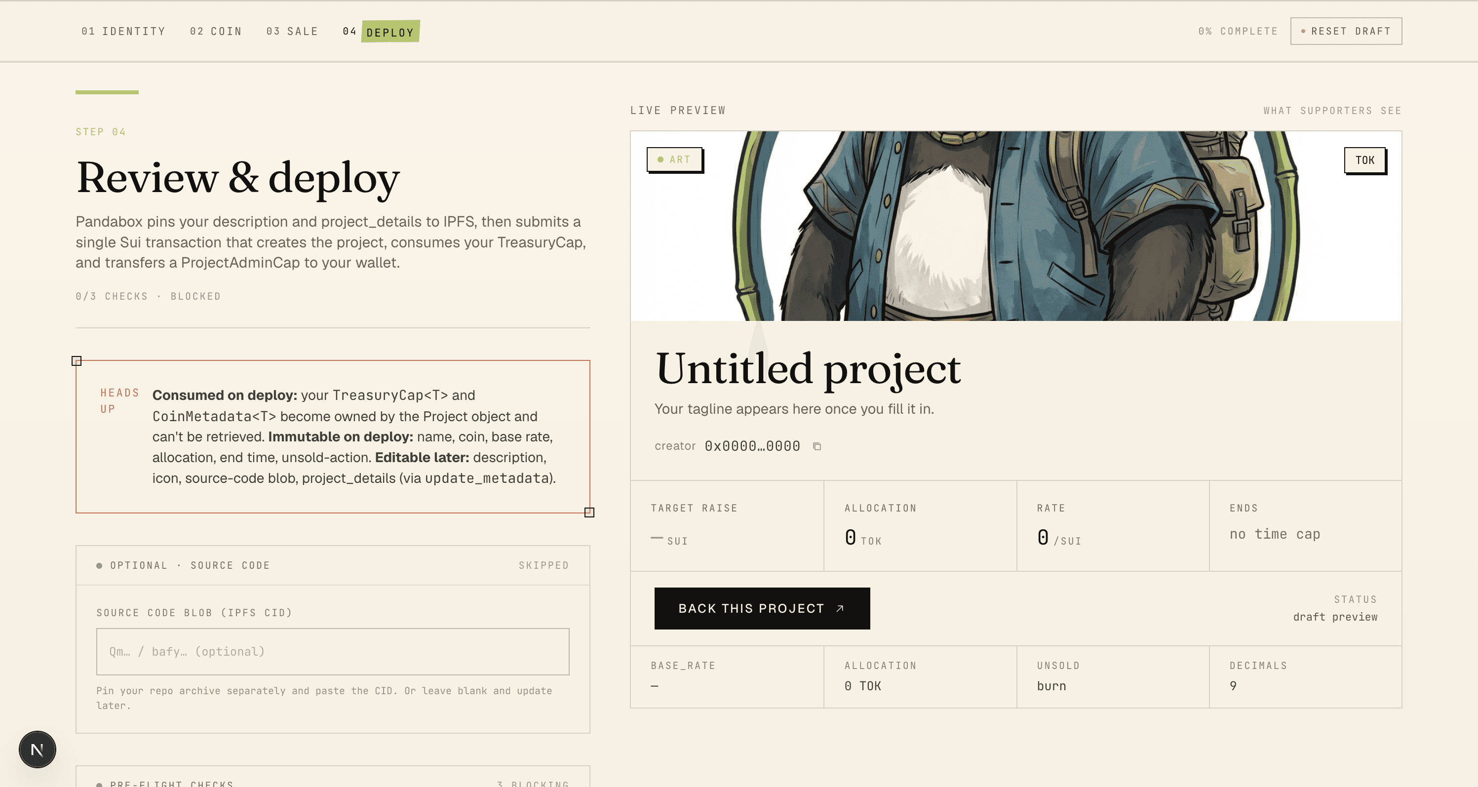Step 04 of the create wizard — review and deploy.